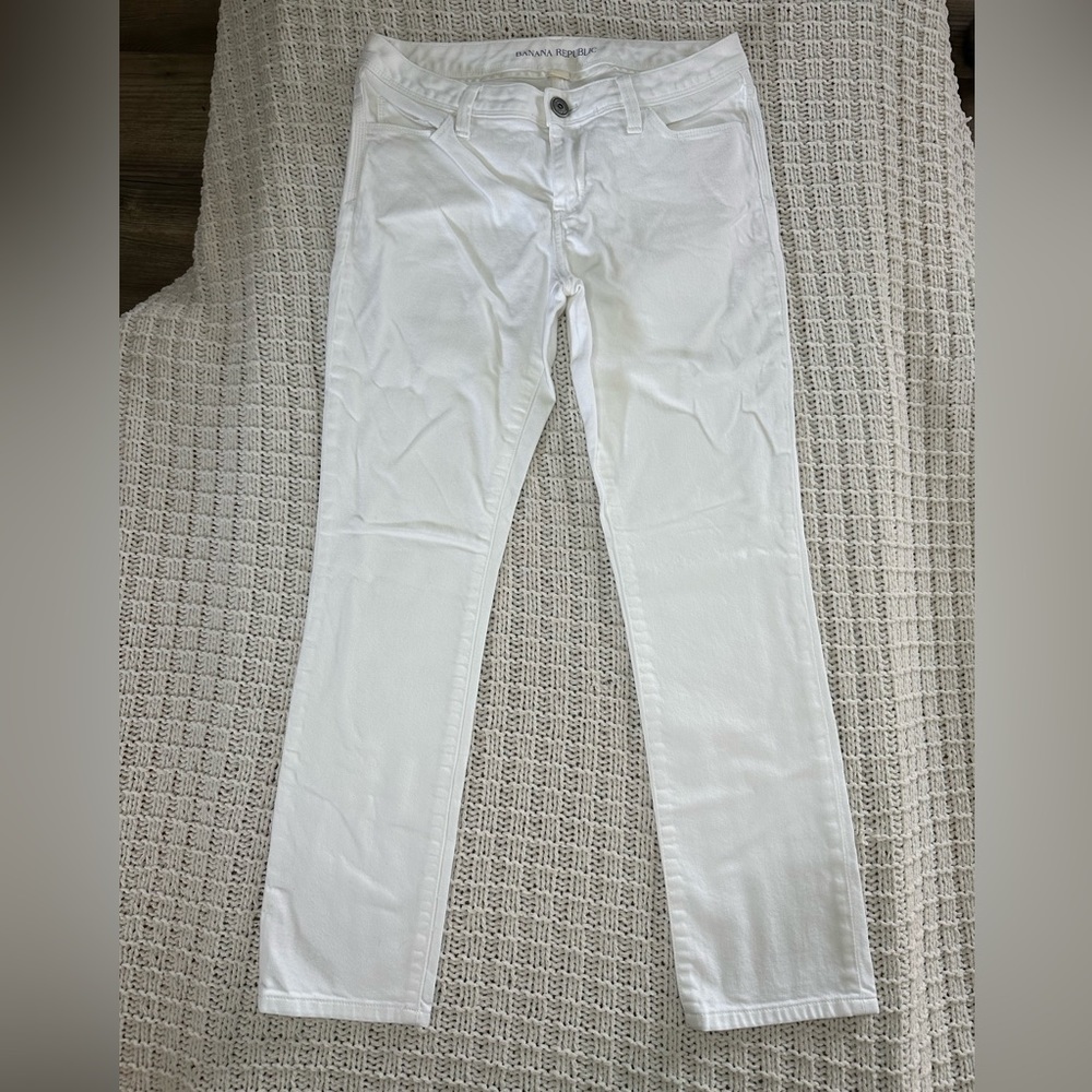 Banana Republic White Mid Rise Straight Leg Skinny Jeans Women’s Size 27 (D244)